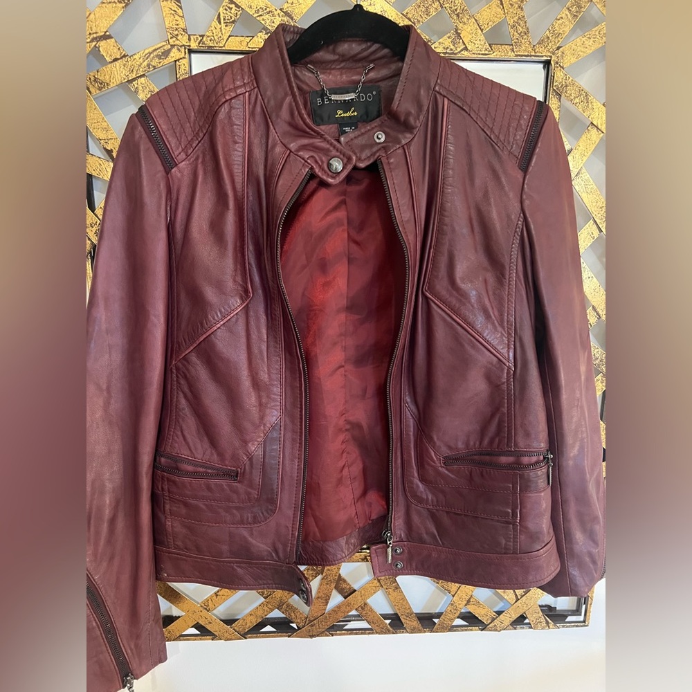 Bernardo Burgundy Leather Jacket